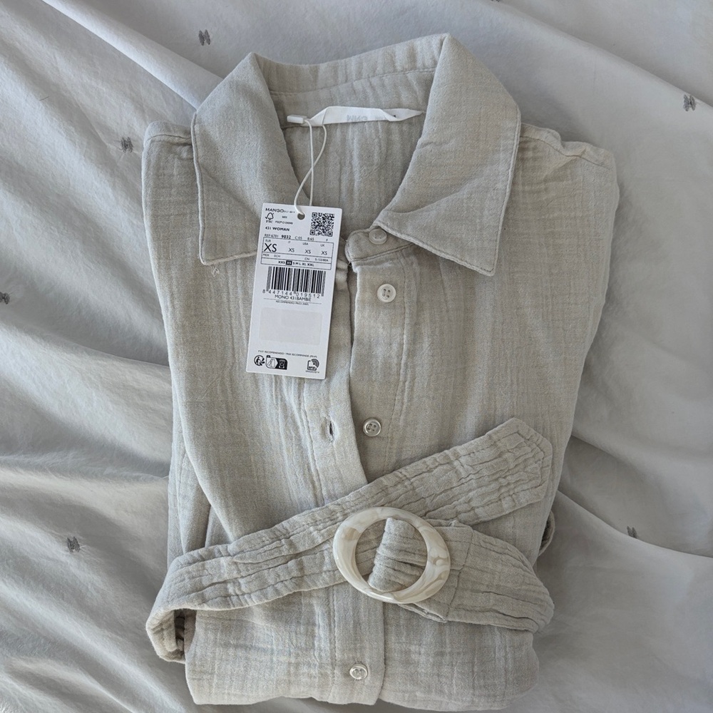 NWT Mango Belted Jumpsuit Cotton Summer Stylish Vacation Pantsuit - Picture 7 of 7